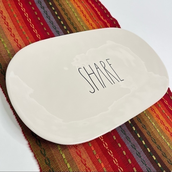 NEW Rae Dunn “SHARE” White Oval Ceramic Dinner Serving Thanksgiving 15” Platter - Picture 1 of 8